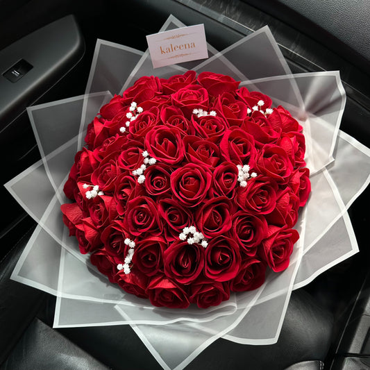 Classic Red Rose & Baby’s Breath (Faux Eternal Flower Bouquet)